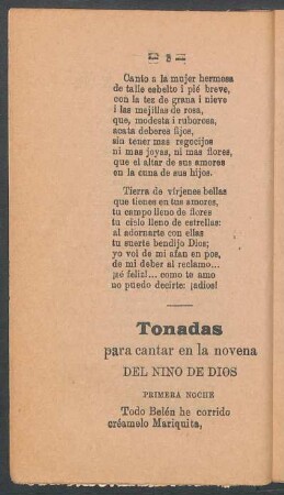 Tonadas para cantar en la novena del niño de dios