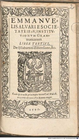 Emmanvelis Alvari E Societate Iesv, Grammati Carvm Institvtionvm. Liber ..., 3. De syllabarum. dimensione. &c.