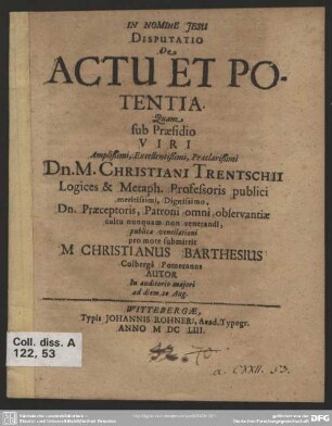 Disputatio de actu et potentia