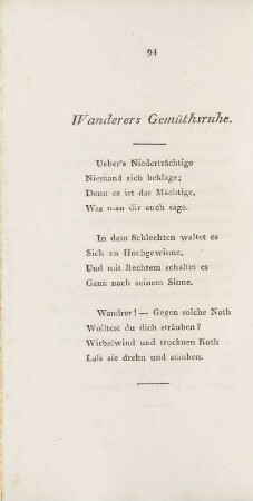 Wanderers Gemüthsruhe