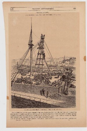 La Machine à màter dans le port de Brest, Dessin de M. Jules Noel