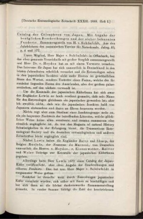 Catalog der Coleopteren von Japan. Mit Angabe der bezüglichen Beschreibungen und der sicher bekannten Fundorte.