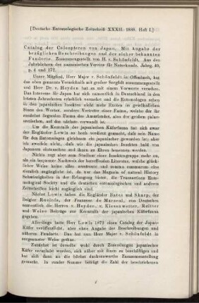 Catalog der Coleopteren von Japan. Mit Angabe der bezüglichen Beschreibungen und der sicher bekannten Fundorte.