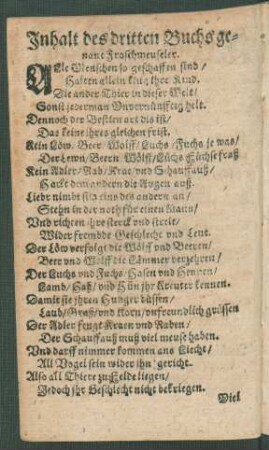 Inhalt des dritten Buchs genant Froschmeuseler.