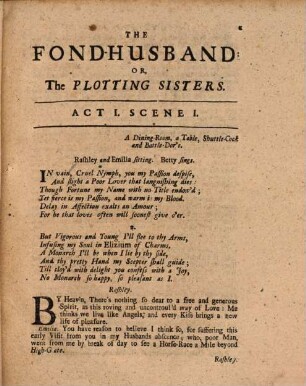 A Fond Husband, or the plottings sisters : A Comedy
