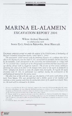 16: Marina el-Alamein : excavation report 2004