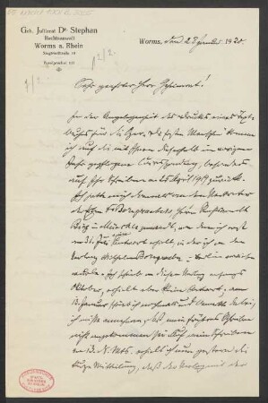 Brief an B. Schott's Söhne : 28.01.1920