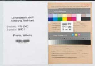 Entnazifizierung Wilhelm Franke, geb. 24.10.1906 (Zollbeamter)