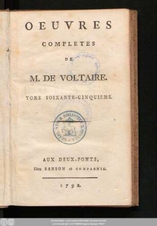 Tome Soixante-Cinquieme = Romans, T. II.: L' ingénu