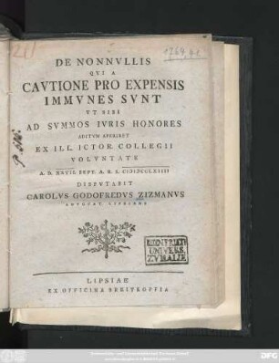 De Nonnvllis Qvi A Cavtione Pro Expensis Immvnes Svnt