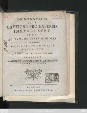 De Nonnvllis Qvi A Cavtione Pro Expensis Immvnes Svnt