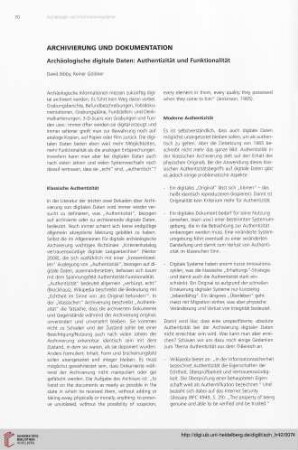 Archivierung und Dokumentation