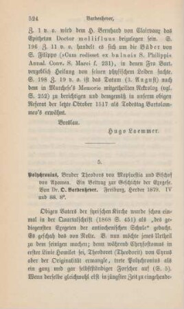 524-528 [Rezension] Bardenhever, O., Polychronius