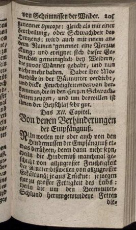 Das XII. Capitel. Von denen Verhinderungen der Empfängnuß.