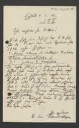 Brief von Joseph Schwertschlager an Unbekannt