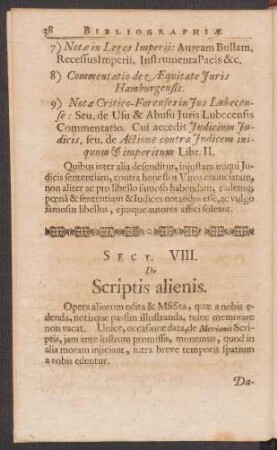 Sect. VIII. De Scriptis alienis.