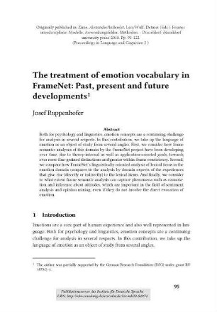 The treatment of emotion vocabulary in FrameNet: past, present and future developments