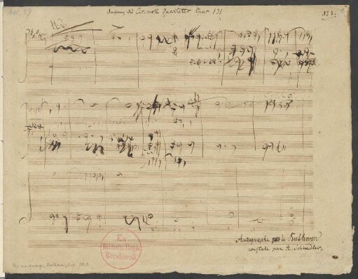 Quartette (instr.). Skizzen; vl (2), vla, vlc; LvBWV op.131; LvBWV op.133; KinB 131; KinB 133; 133