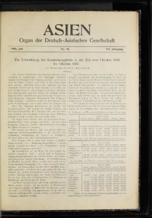 1907,Oktober No.10. VII. Jahrgang
