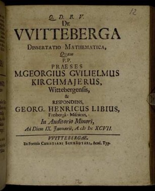 De Witteberga Dissertatio Mathematica
