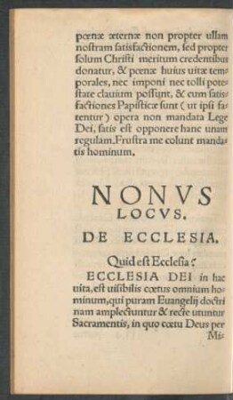 Nonus Locus. De Ecclesia.