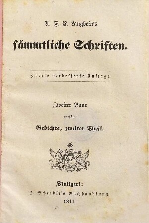 A. F. E. Langbein's sämmtliche Schriften, 2. Gedichte ; 2. Theil