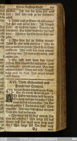 XVI. Vom Geheimniß und Frucht des Creutzes.