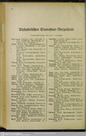 Einwohnerverzeichnis : Alphabetisches Einwohner-Verzeichnis
