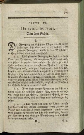 Caput VI. De sensu auditus. = Von dem Gehör.