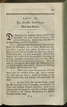 Caput VI. De sensu auditus. = Von dem Gehör.