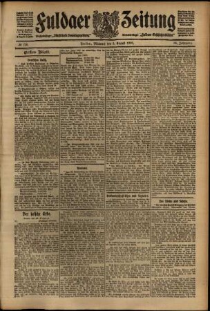 Erste Ausgabe vom Mittwoch, den 05. August 1908.