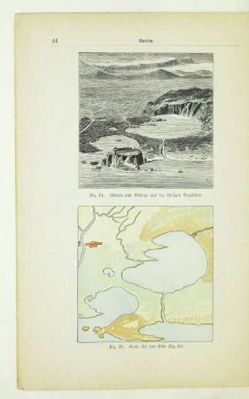 Ebenen und Gebirge aus der schrägen Vogelschau