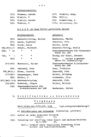 5. Schriftstücke zu besonderen Vorgängen