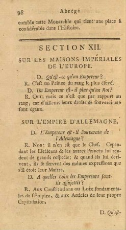 Section XII. Sur Les Maisons Impériales De L`Europe