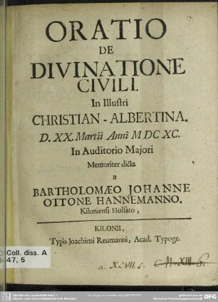 Oratio de divinatione civili