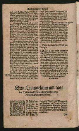 Das Evangelium am tage der Weisen/ welche man die Heiligen drey Könige pflegt zu nennen ...