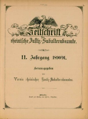 2.1890/91: Zeitschrift für Rheinische Justiz-Subalternbeamte