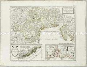 Diplomatischer Atlas: Karte von den Ländern welche durch den zwischen Oesterreich und Frankreich zu Campo Formido bey Udine den 17 October 1797 geschlossenen Frieden an das Erzhaus abgetreten worden. Mit zwei Nebenkarten: das Königreich Dalmatien; Die Stadt Cattaro