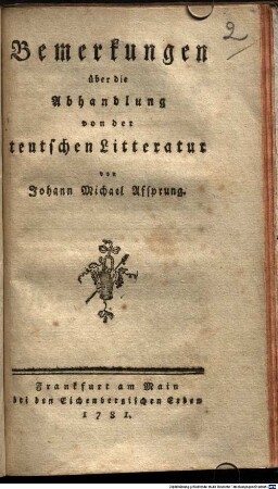 Bemerkungen über die Abhandlung von der teutschen Litteratur