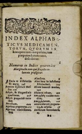 Index Alphabeticus Medicamentorum [...]