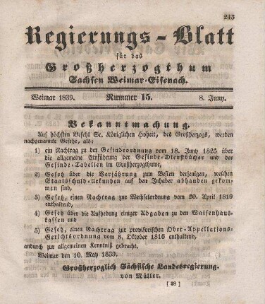 Nr. 15 : 08. Juny 1839