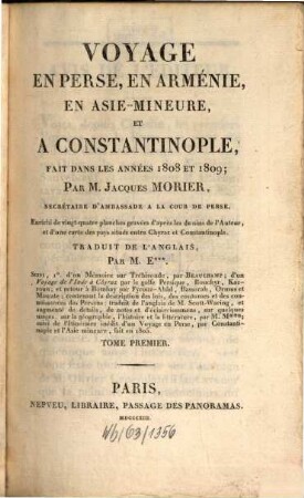 Voyage en Perse : avec de planches, T. 1