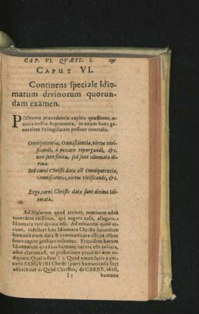 Caput VI. Continens speciale Idiomatum divinorum quorundam examen.