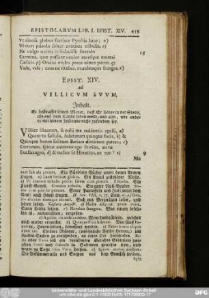 Epist. XIV. ad Villicum Suum.