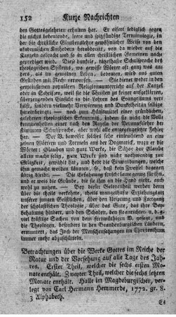Betrachtungen über die Werke Gottes im Reiche der Natur und der Vorsehung. T.1.2.