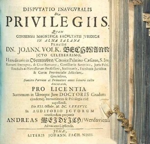Disputatio Inauguralis De Privilegiis