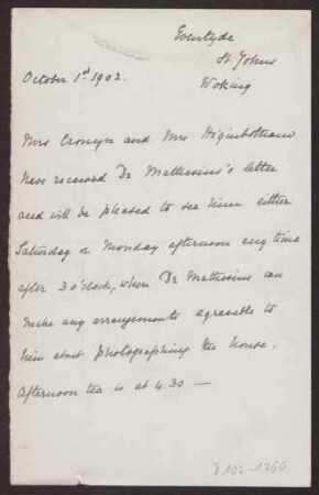 Schreiben an Hermann Muthesius (Brief)