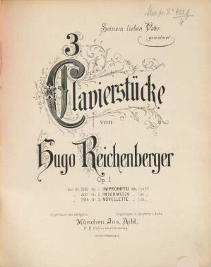 3 Clavierstücke : Op. 1. 1, Impromptu