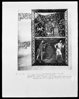 Psalterium mit Kalendarium — Bildseite mit zwei Miniaturen, Folio 19verso