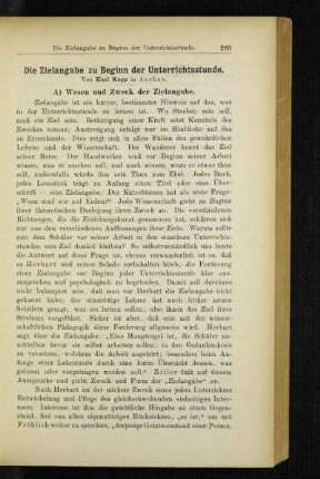¬Die¬ Zielangabe zu Beginn der Unterrichtsstunde